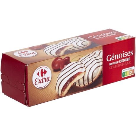 Carrefour extra gâteaux génoises cerise 150g