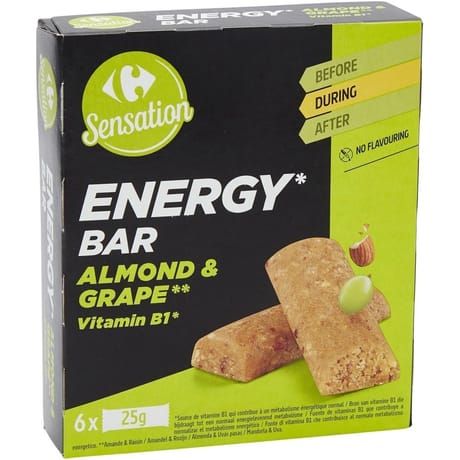 Carrefour sensation barres amande raisin x6 - 150g