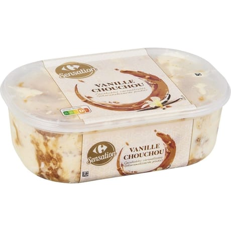 Carrefour sensation glace vanille chouchou bac 505g