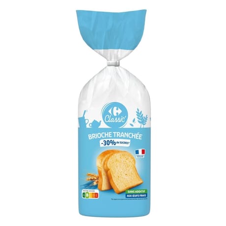 Carrefour classic' brioche tranchée -30% de sucres 450g