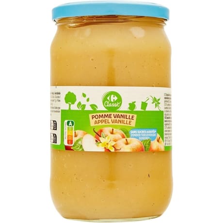 Carrefour classic' compote de pomme vanille sans sucres ajoutés 710g