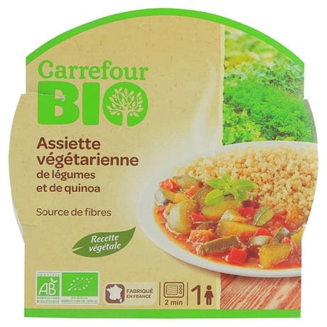 Carrefour bio plat cuisiné légumes et quinoa bio 350g