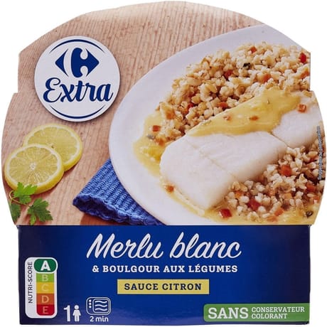 Carrefour extra plat cuisiné merlu boulgour légumes 300g