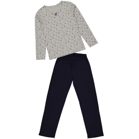 Pyjama long manches longues femme GRIS CHINE AOP T50\52