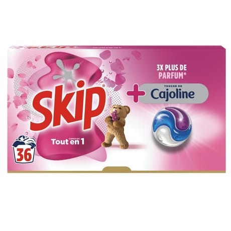 Skip lessive capsules 3 en 1 touche de cajoline x36 -0.7596kg