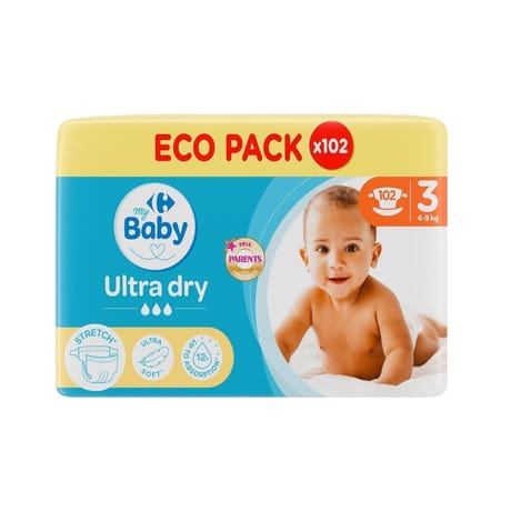 Carrefour baby couches ultra dry taille 3  4-9 kg x102