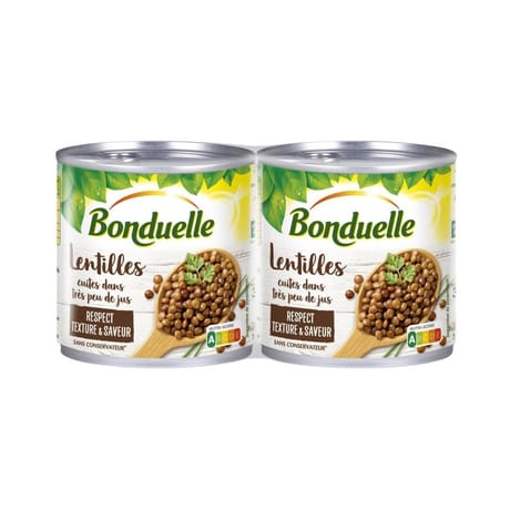 Bonduelle lentilles cuites dans très peu de jus 620g