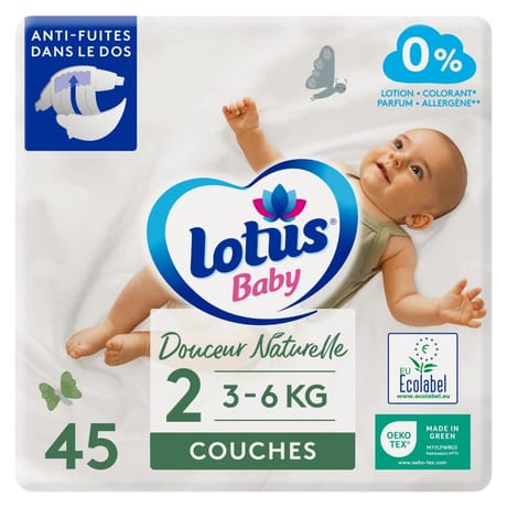 Lotus baby douceur naturelle couches taille 2 bio x 45