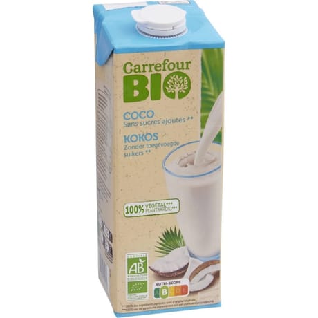 Carrefour bio boisson coco sans sucres ajoutés 1l