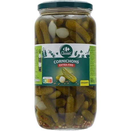 Carrefour Classic' cornichons extra-fins 530g