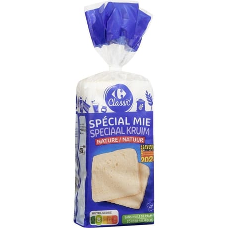 Carrefour classic' pain spécial mie nature sans croûte 500g