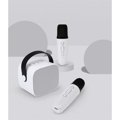 Bigben ensemble mini karaoke + 2 micros sans fil blanc PARTYK2MICWH