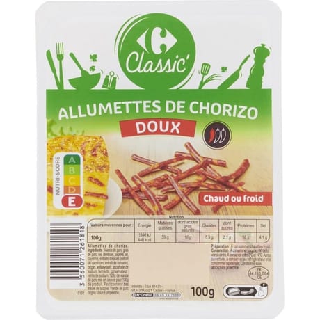 Carrefour classic' allumettes de chorizo 100g