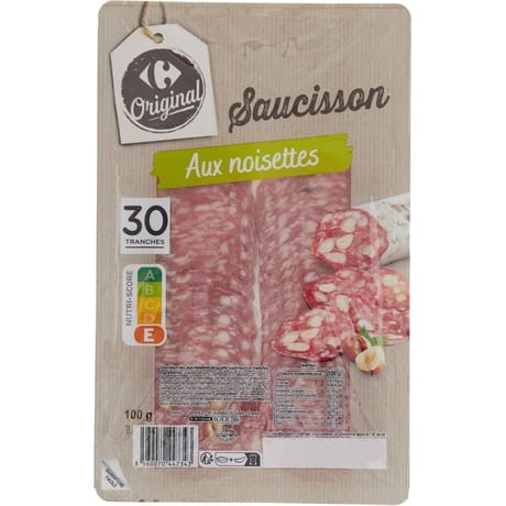 Carrefour original saucisson noisettes 30 tranches 100g