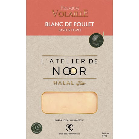 L'atelier de Noor blanc de poulet halal saveur fumée 140g