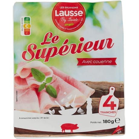 Jambon supérieur sans couenne 4 tranches 180g