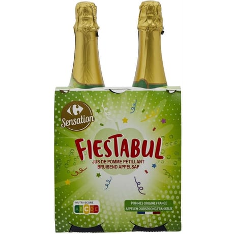 Carrefour sensation jus de pomme gazéifié fiestabul 2x75cl