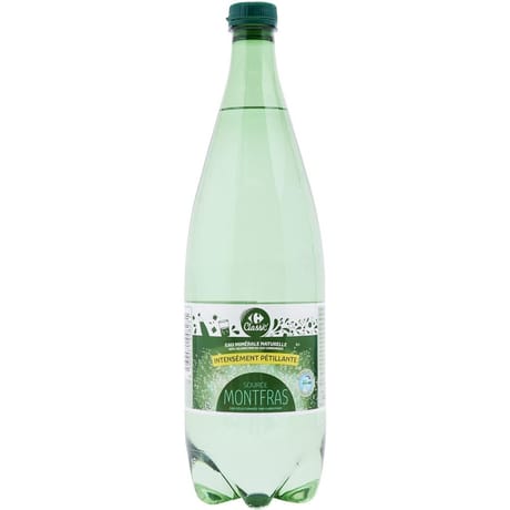 Carrefour classic' eau gazeuse minérale naturelle intensement pétillant 1l