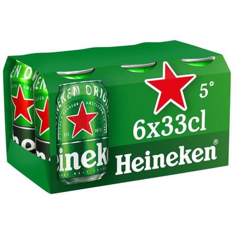 Heineken bière blonde premium can 6x33cl 5%vol