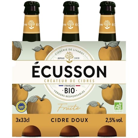 Ecusson doux bio 3x33cl 2.5%vol