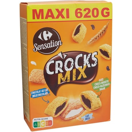 Carrefour sensation céréales crocks mix choco-noisettes - 620g