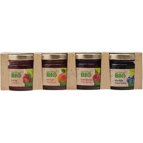 Carrefour bio confitures assortiment 4 parfums bio 4x42g - 168g
