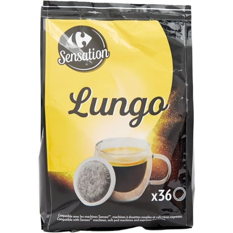 Carrefour sensation café dosettes compatibles senseo lungo x36 - 252g