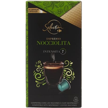 Carrefour selection café capsules compatibles nespresso espresso nocciolita intensité 7 x10 - 52g