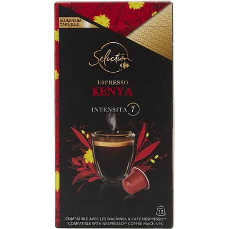 Carrefour selection capsules nespresso espresso kenya x10 -52g