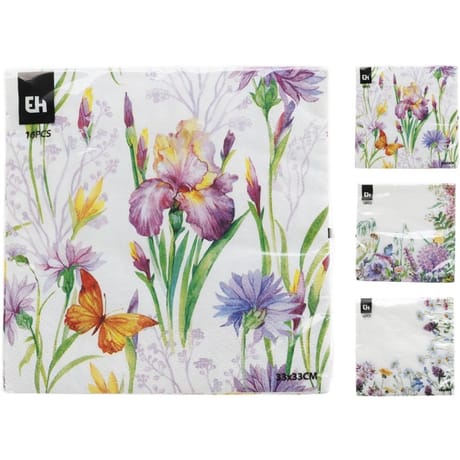Serviettes jetables motif fleuri x16