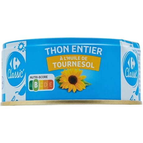 Carrefour classic' thon entier à l'huile de tournesol 104g