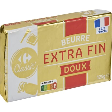 Carrefour classic beurre plaquette extra doux 125g