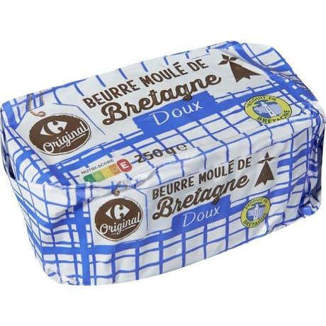 Carrefour original beurre moulé de bretagne doux 250g