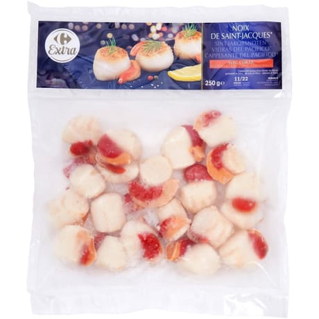 Carrefour extra noix de saint jacques avec corail 250g
