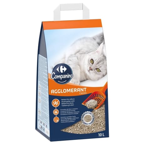 Carrefour litière pour chat agglomérante compact 10l - 6kg