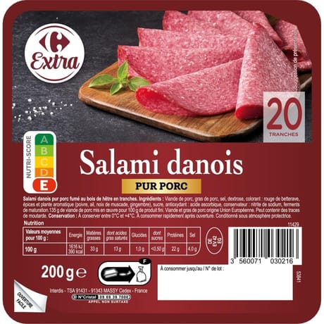 Carrefour salami danois fumé 200g