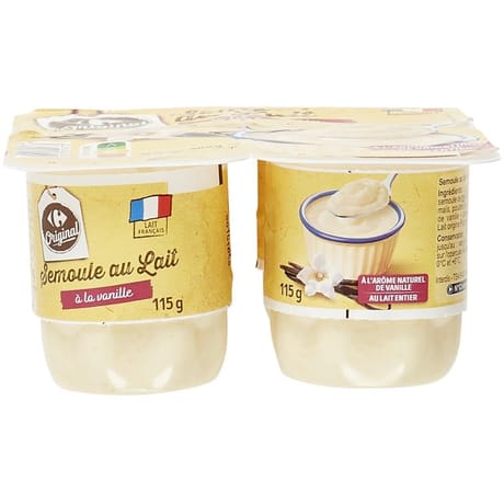 Carrefour original semoule au lait vanille 4x115g