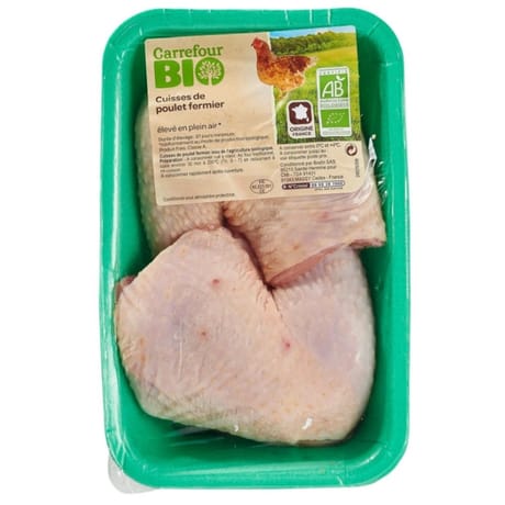 Carrefour Bio 2 cuisses de poulet bio fermier blanc