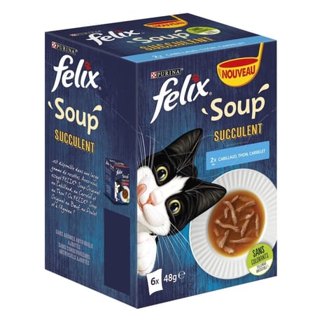 Felix soup succulent sélection de poisson : cabillaud, thon, carrelet 6x48g -288g