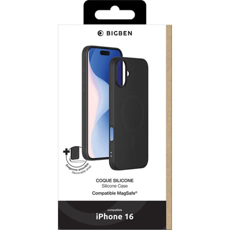 Coque silicone iphone 16 compatible magsafe noire