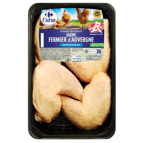 Carrefour extra 4 cuisses de poulet fermier jaune d'Auvergne