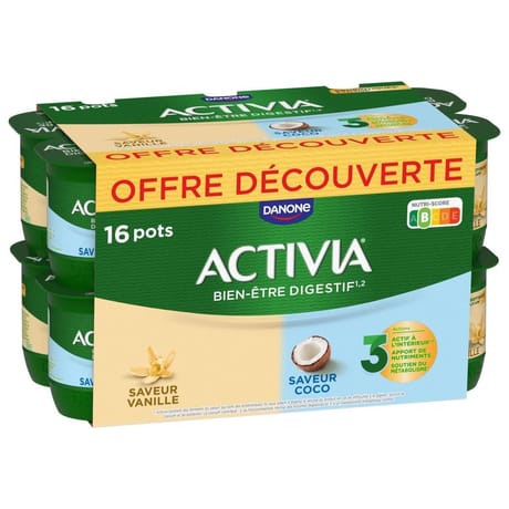 Activia saveur vanille coco 16x125g offre découverte