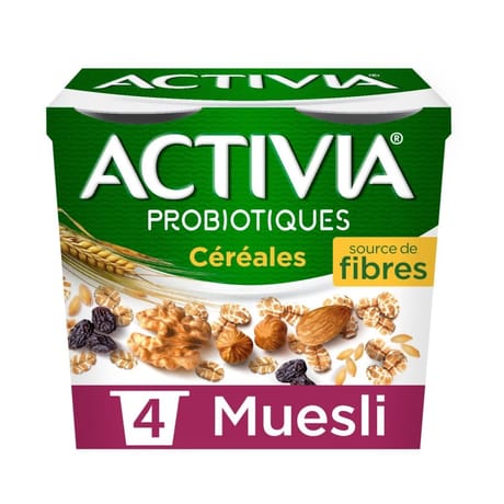 Activia bifidus spécialité laitière aux céréales muesli 4x120g