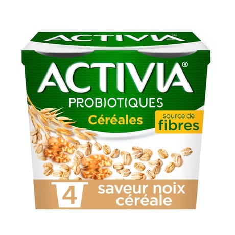 Activia bifidus spécialité laitière saveur noix céréale 4x120g