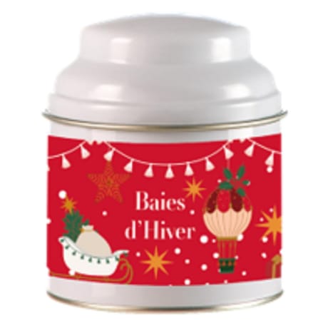 Contenant blanc en metal avec couvercle parfum baies d'hiver