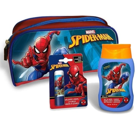 Spider-man coffret trousse de toilette baume à lèvres et gel bain shampoing