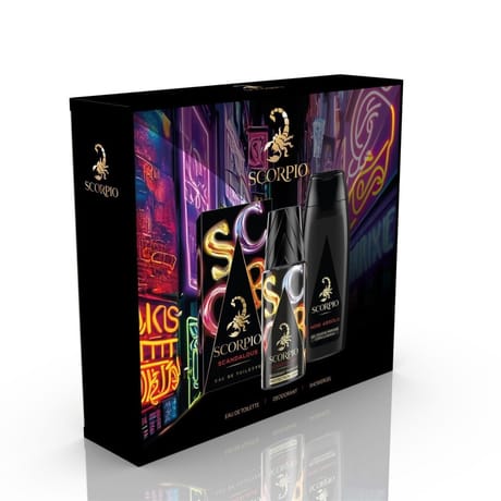 Scorpio scandalous coffret edt 75ml + sg 250ml + déo 150ml