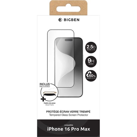 Protège écran 2.5d iphone 16 pro max + smartframe - certifié grs