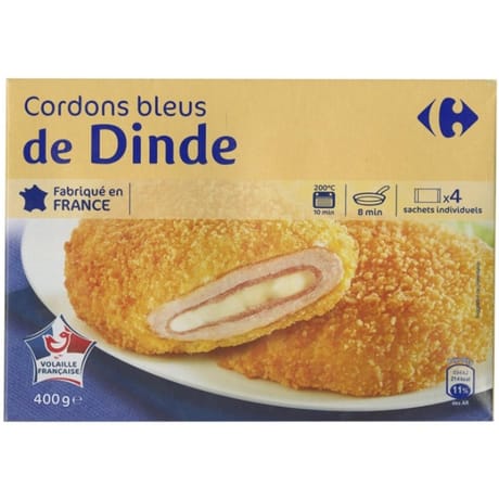 Carrefour 4 cordons bleus de dinde 400g