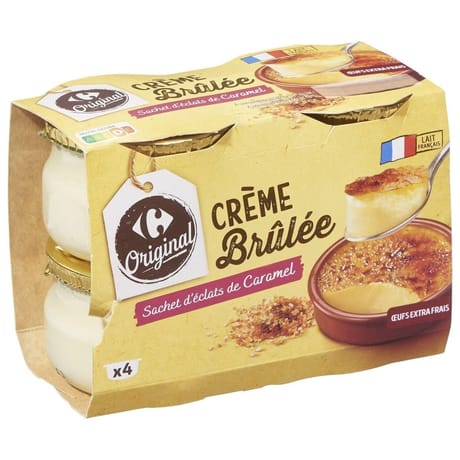 Carrefour original crème brulée éclats de caramel 4x100g